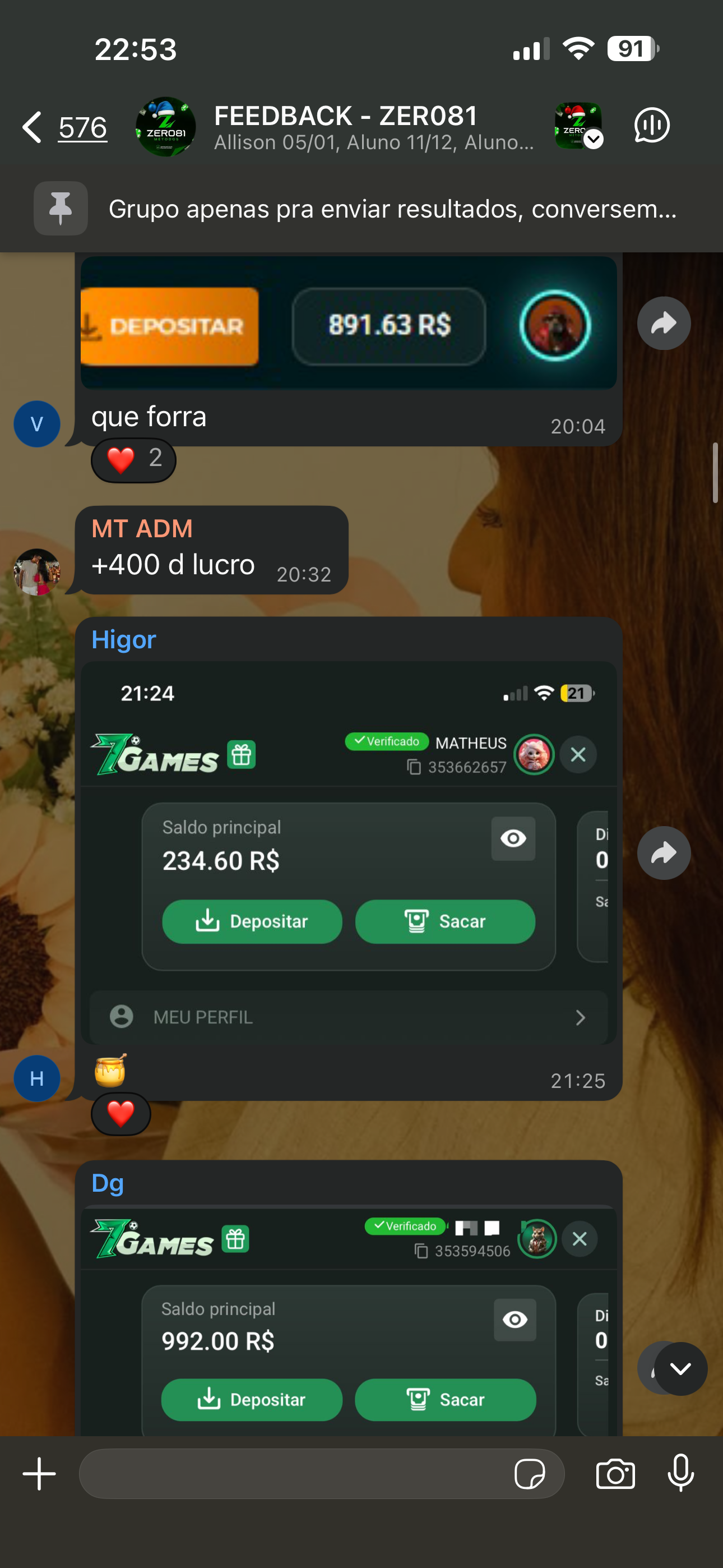 Resultado com apostas esportivas